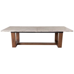 Jura Grey Dining Table Top on Walnut Base with Bronze Band