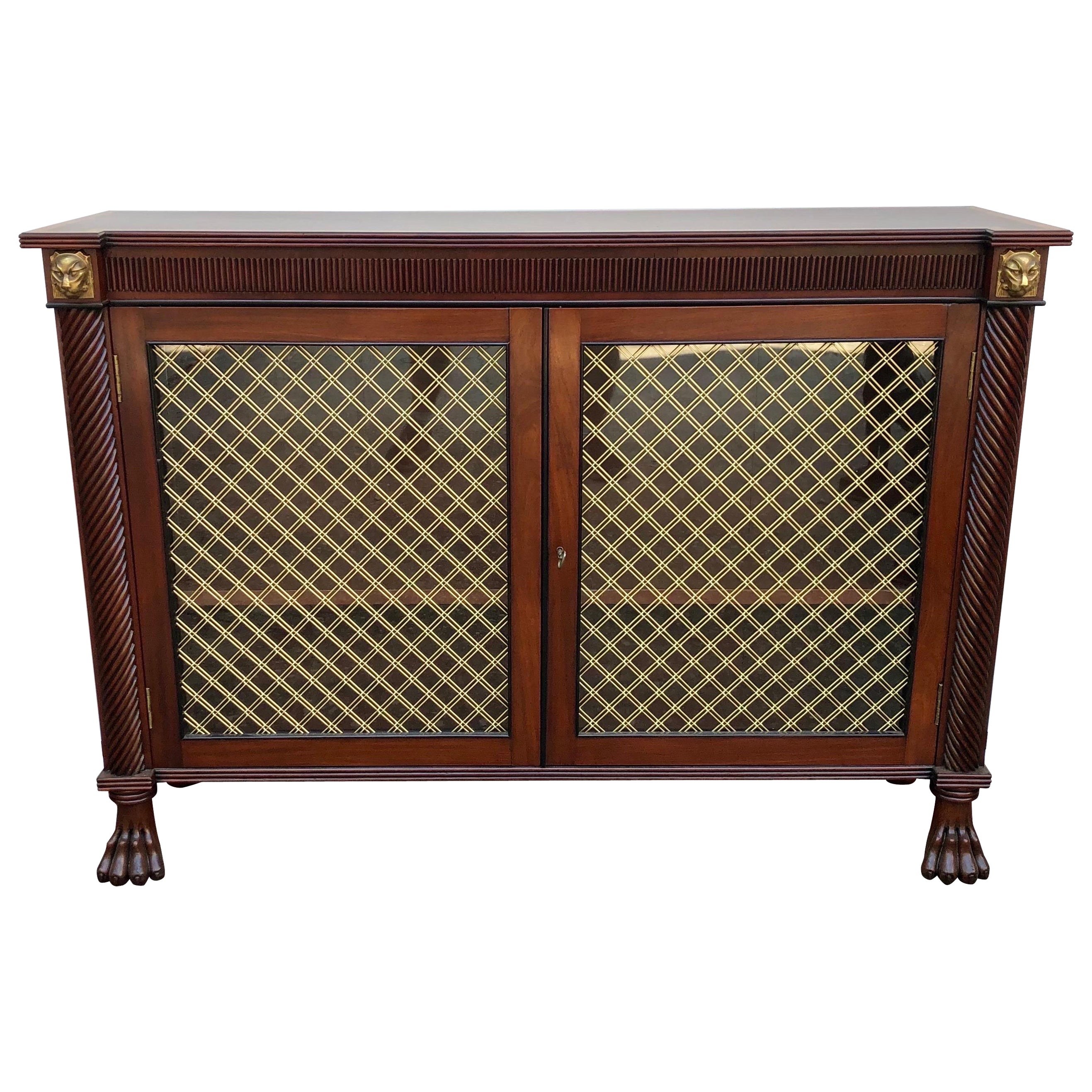 English Regency Mahogany Two Door Credenza / Side Cabinet, Early 19th Century For Sale