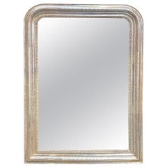 19th Century French Silver Leaf Louis Philippe Mirror with X Pattern