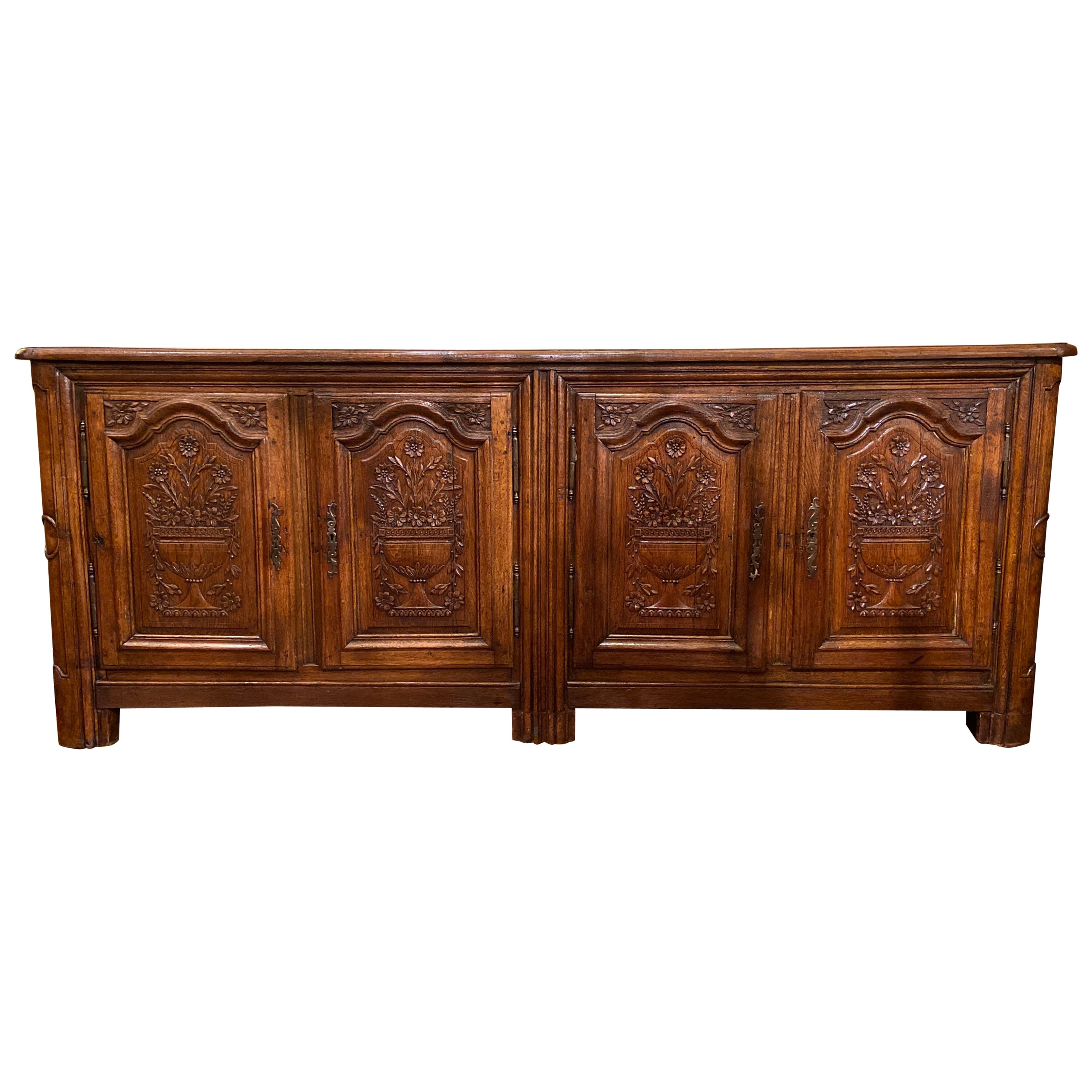 Antique French Provincial Carved Oak Sideboard, Circa 1860 For Sale