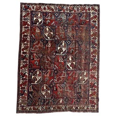 Used Persian Tribal Shiraz Rug with a Repeating All over Pattern