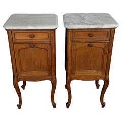Lovely Pair of French Marble Top Antique Night Stands