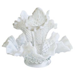 Fostoria White Opaline Hobnail Glass Epergne Vase, circa 1950s