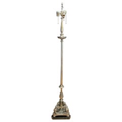 Antique Silvered Bronze Baroque Figural Floor Lamp