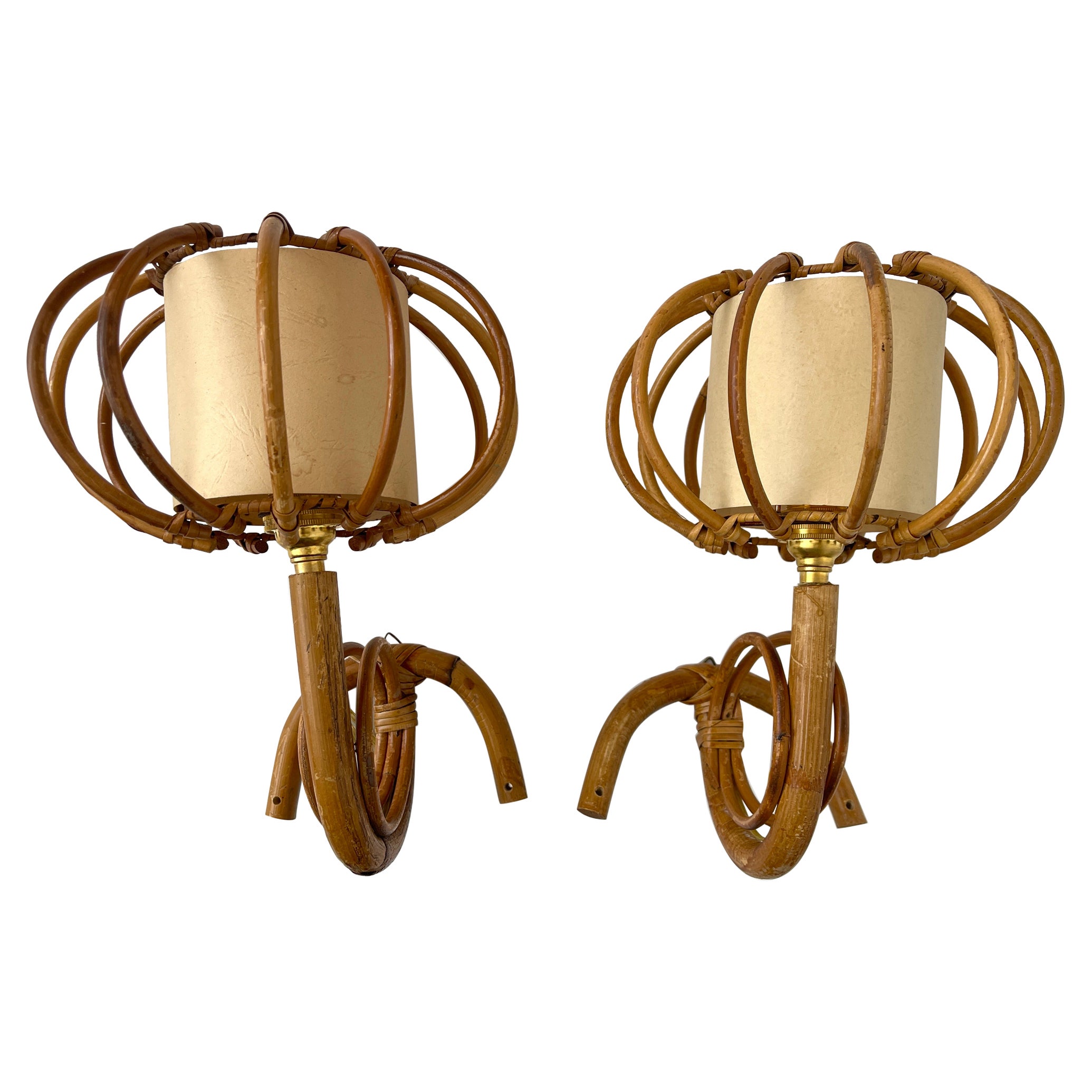 Louis Sognot Bamboo Sconces
