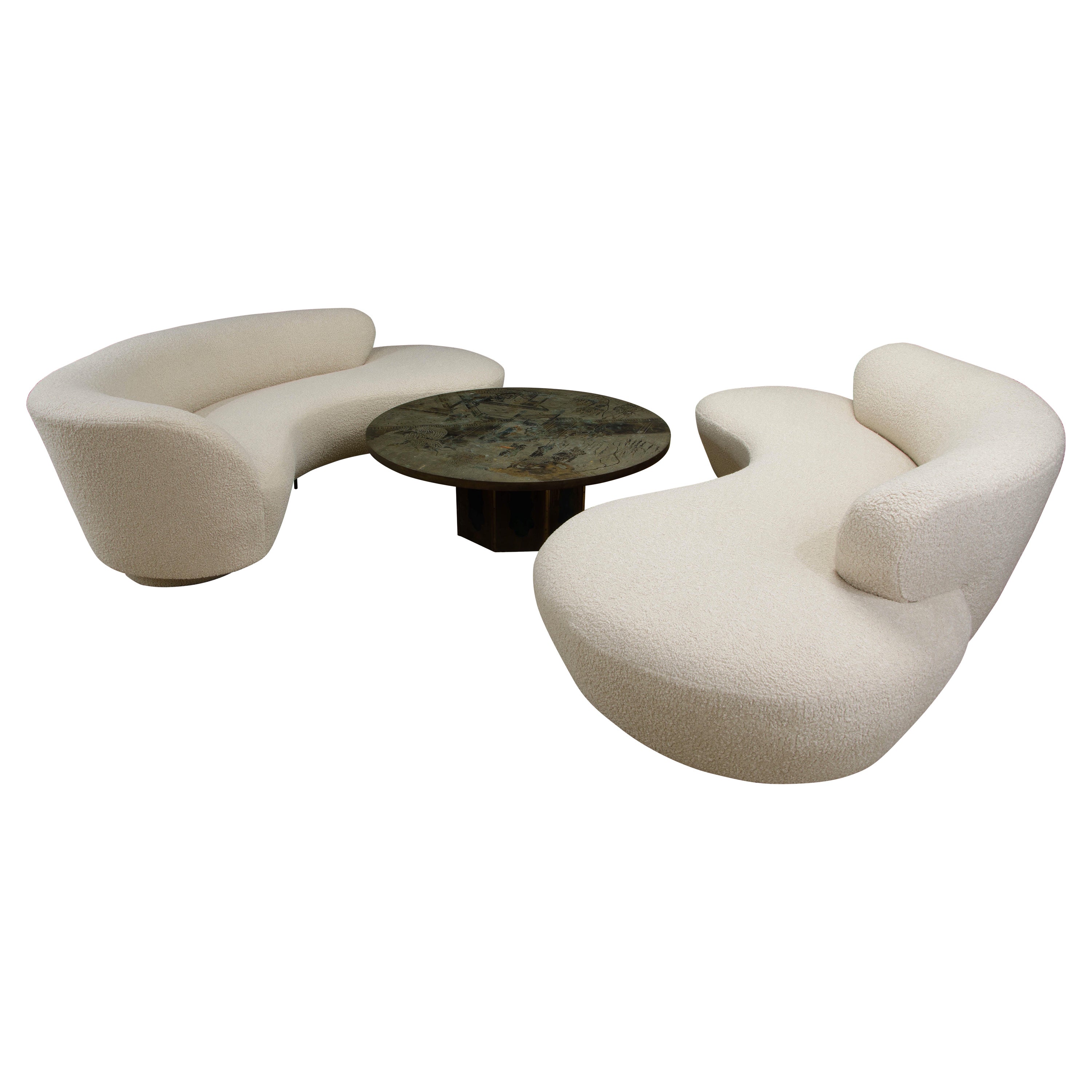 Vladimir Kagan for Directional 'Cloud' Sofas in New Nubby Bouclé, c 1980, Signed