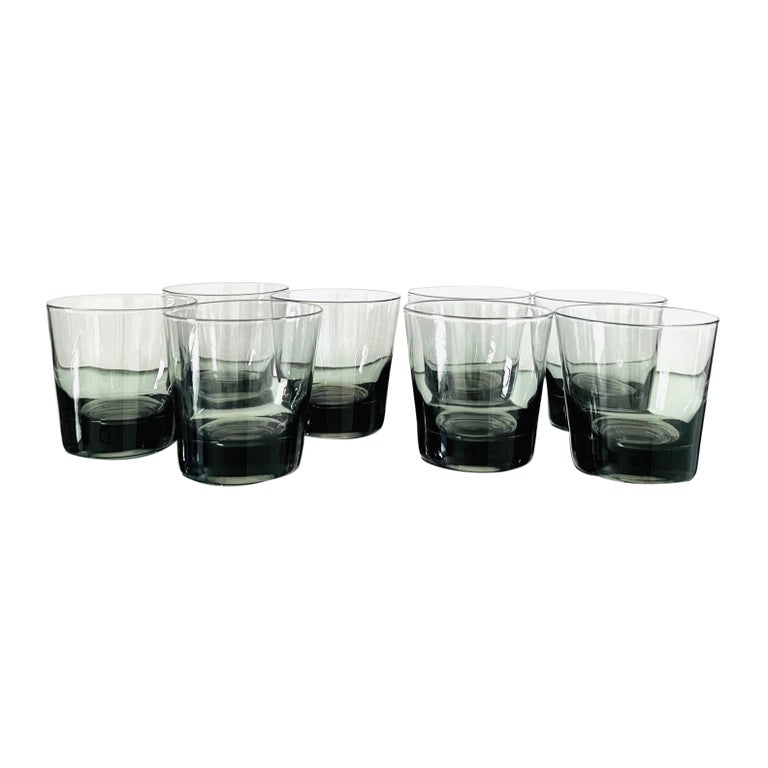 Set of Eight Scandinavian Modern Smoked Grey Cocktail Glasses, c. 1960's For Sale