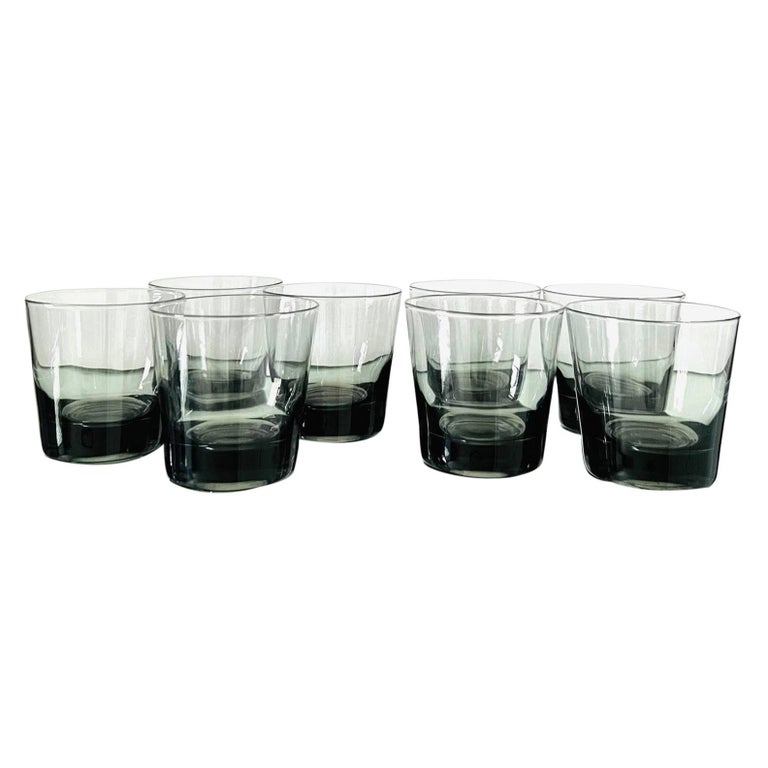 Set of Eight Mid-Century Modern Smoked Grey Cocktail Glasses, Denmark, C.  1960s For Sale at 1stDibs
