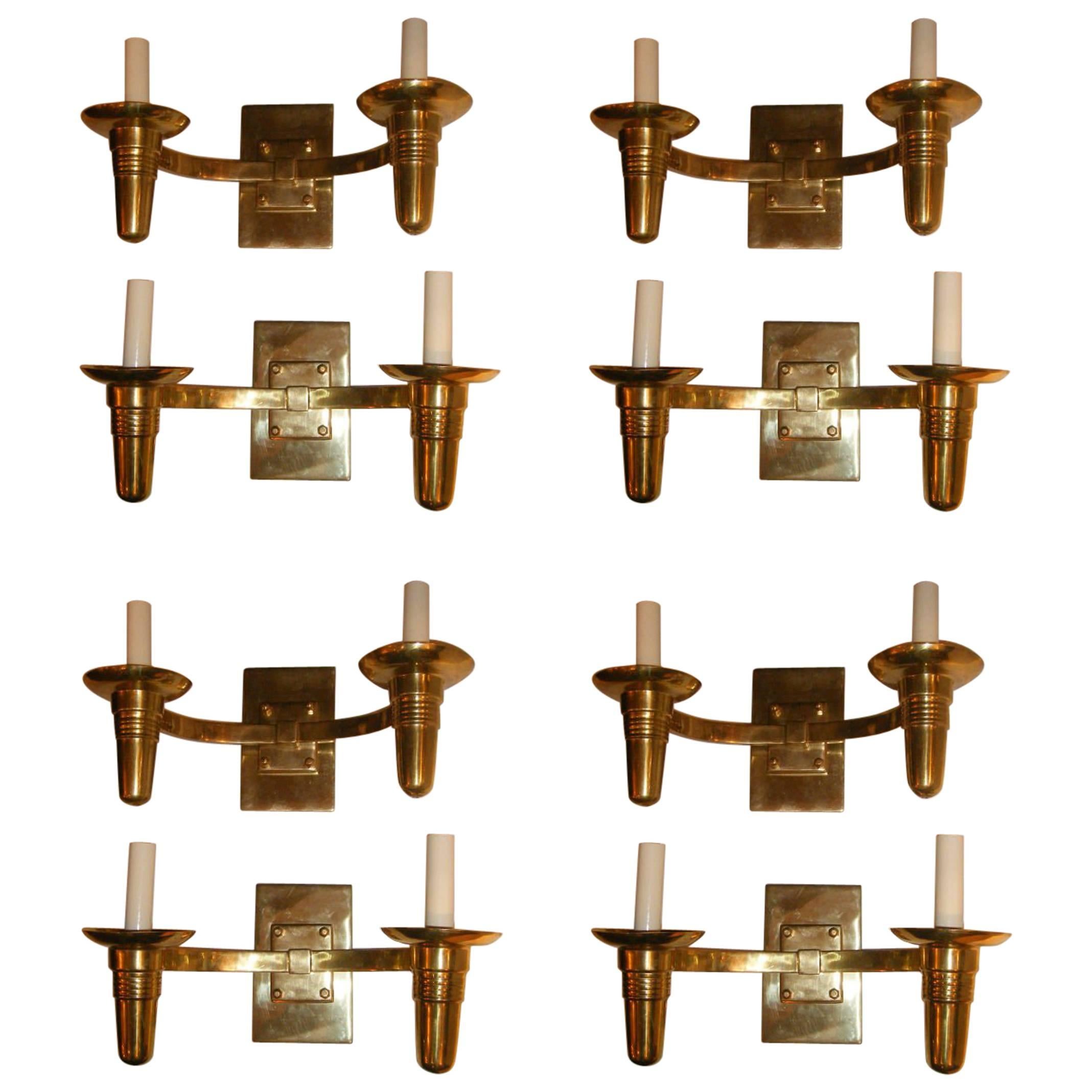 Set of Eight Moderne Sconces