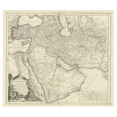Carte ancienne originale détaillée de l'Empire turc et de l'Arabie, 1778