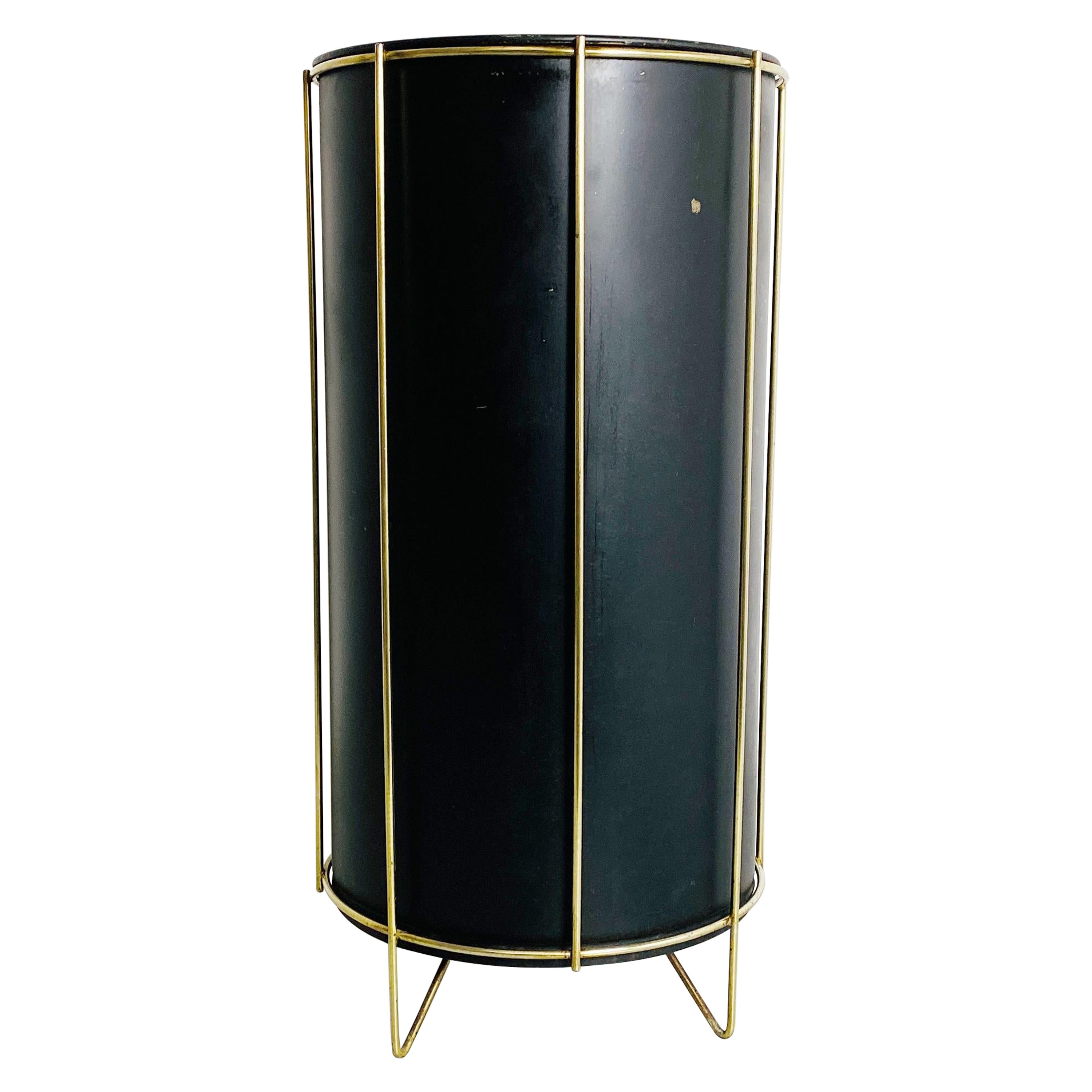 Italian Mid-Century Modern Metal and Brass Umbrella Stand, 1950s