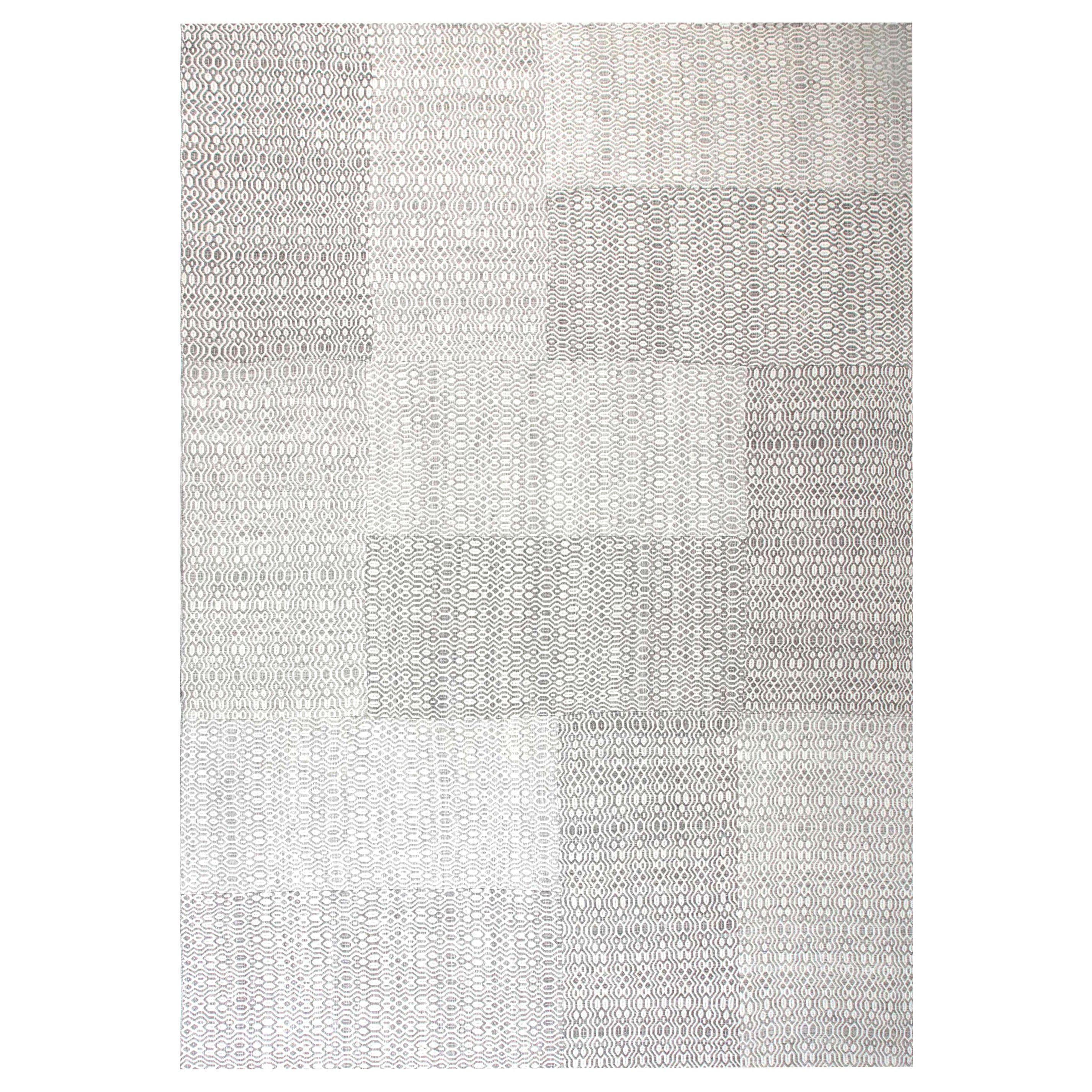 Contemporary Gray and White FlatWeave Wool Rug by Doris Leslie Blau