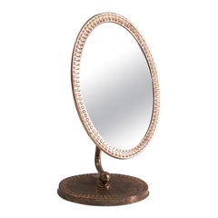 Swedish Designer, Adjustable Table Mirror, Copper, Mirror Glass, Sweden, 1950s