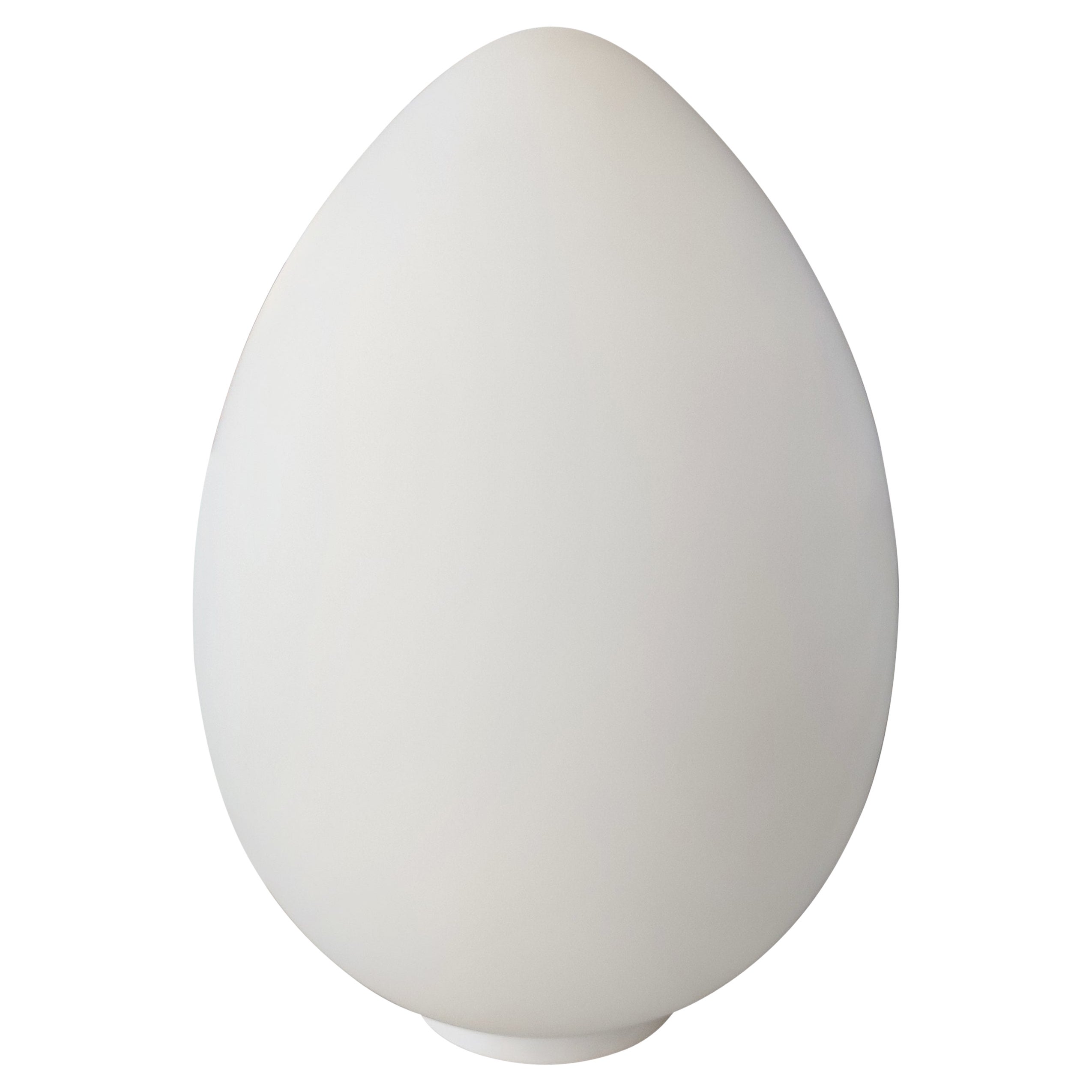 Egg Table Lamp in White Frosted Glass For Sale