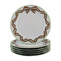 Limoges, France. Six Rare Christian Dior "Spring" Porcelain Dinner Plates