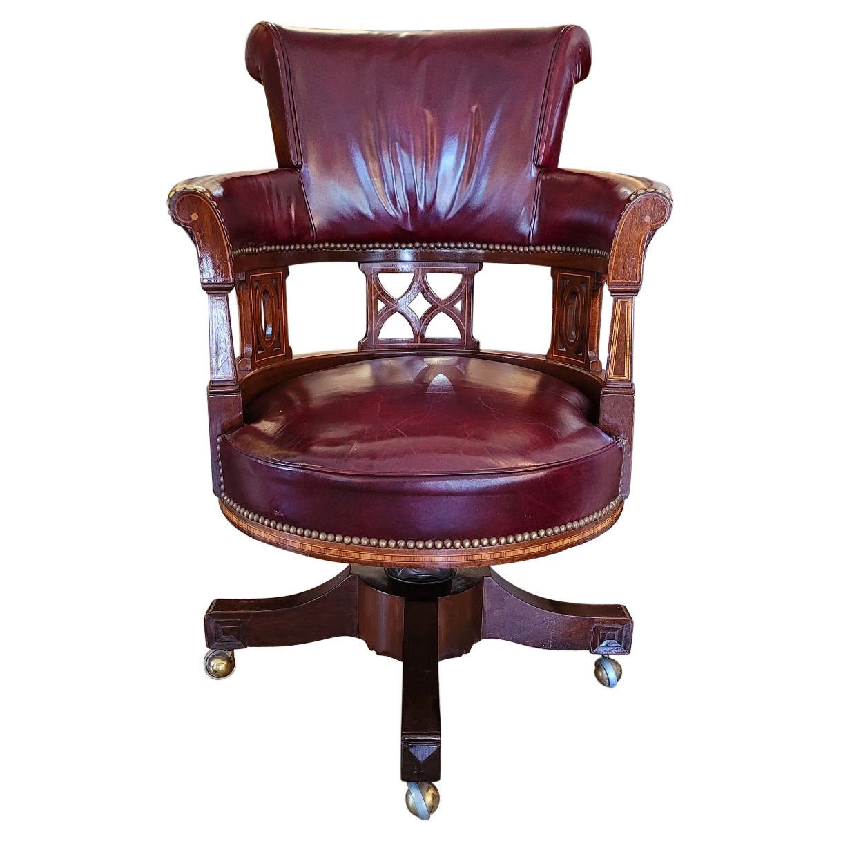 20C Burgundy Executive Swivel Chair For Sale