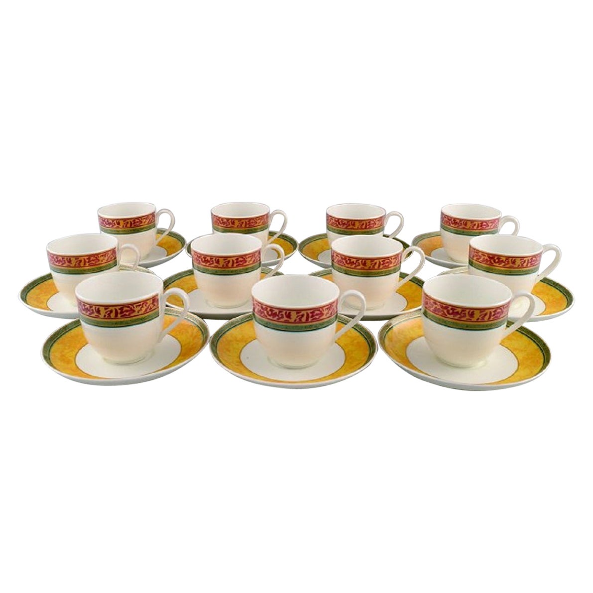 Paloma Picasso for Villeroy & Boch, 11 "My Way" Porcelain Coffee Cups & Saucers For Sale