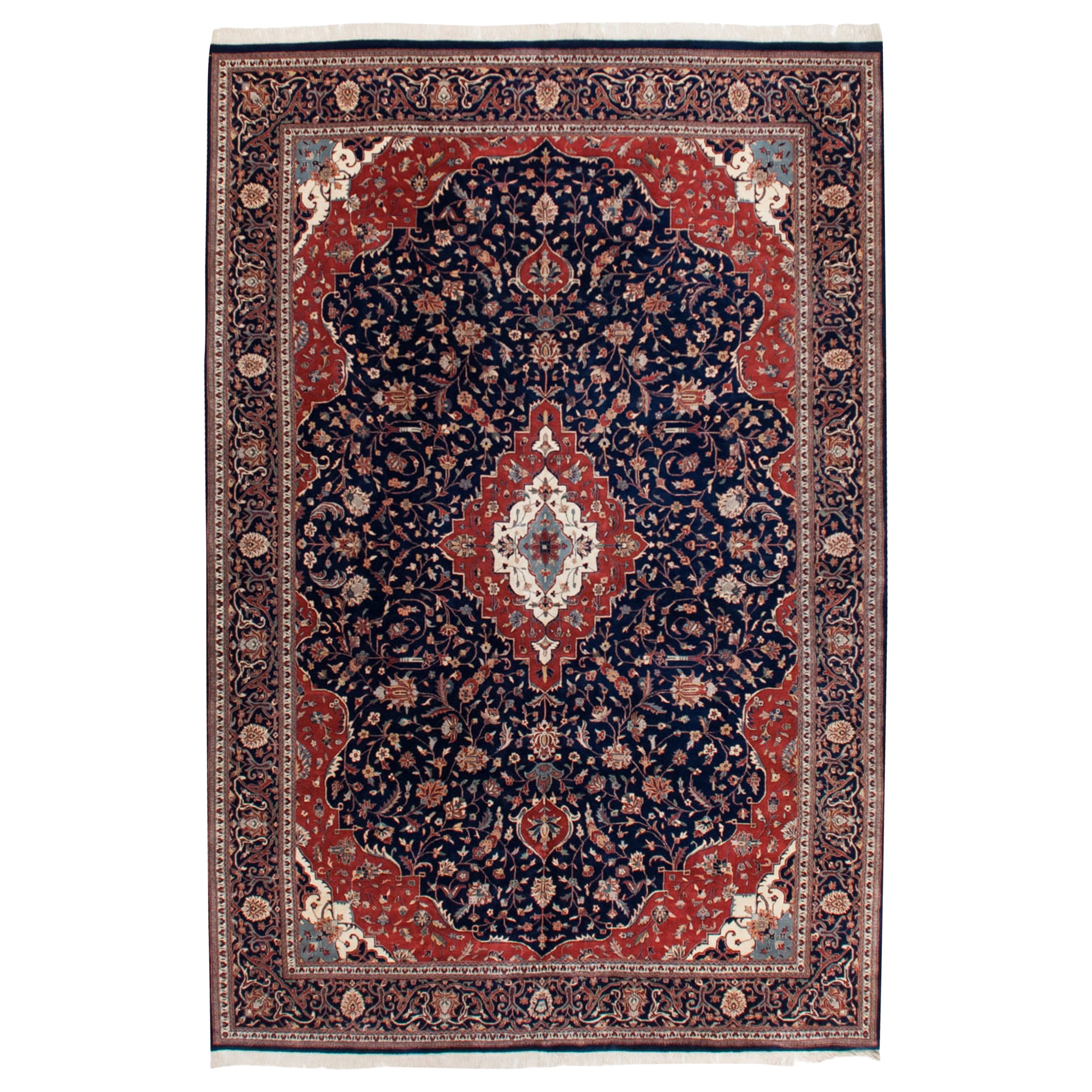 Indischer Kashan-Teppich im Vintage-Stil im Angebot