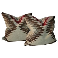 Vintage Pair of Navajo Indian Weaving Eye Dazzler Pillows