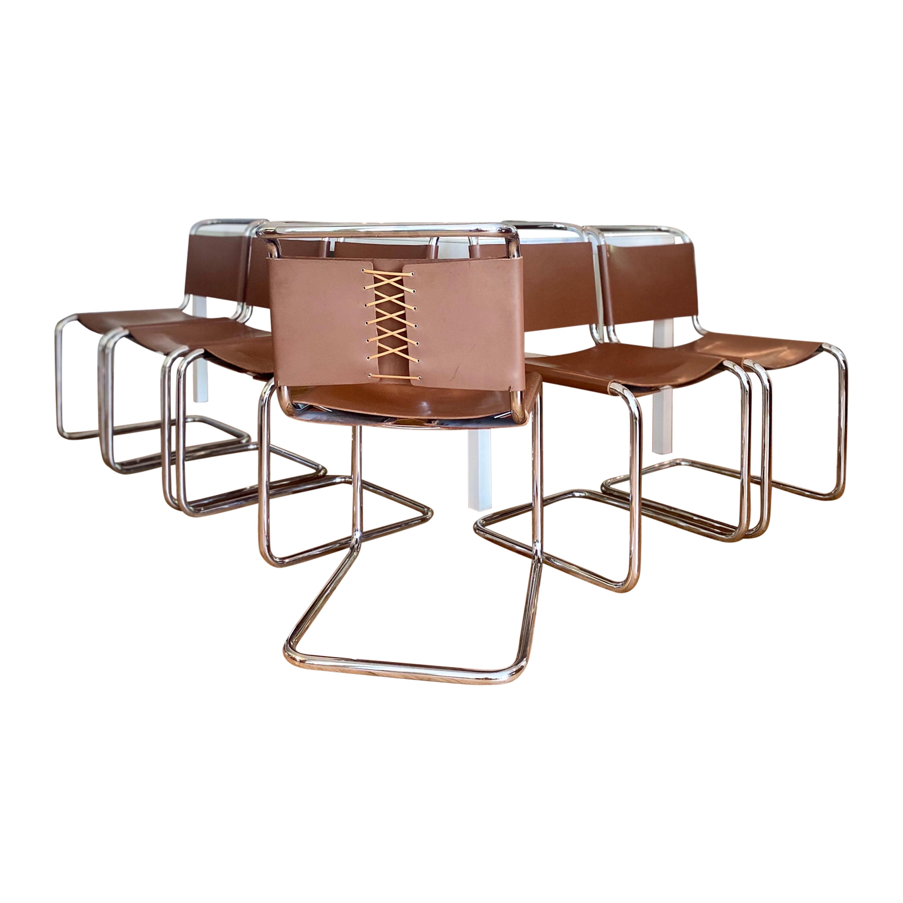 Set of 6 Knoll Spoleto Dining Chairs in Rich Cognac