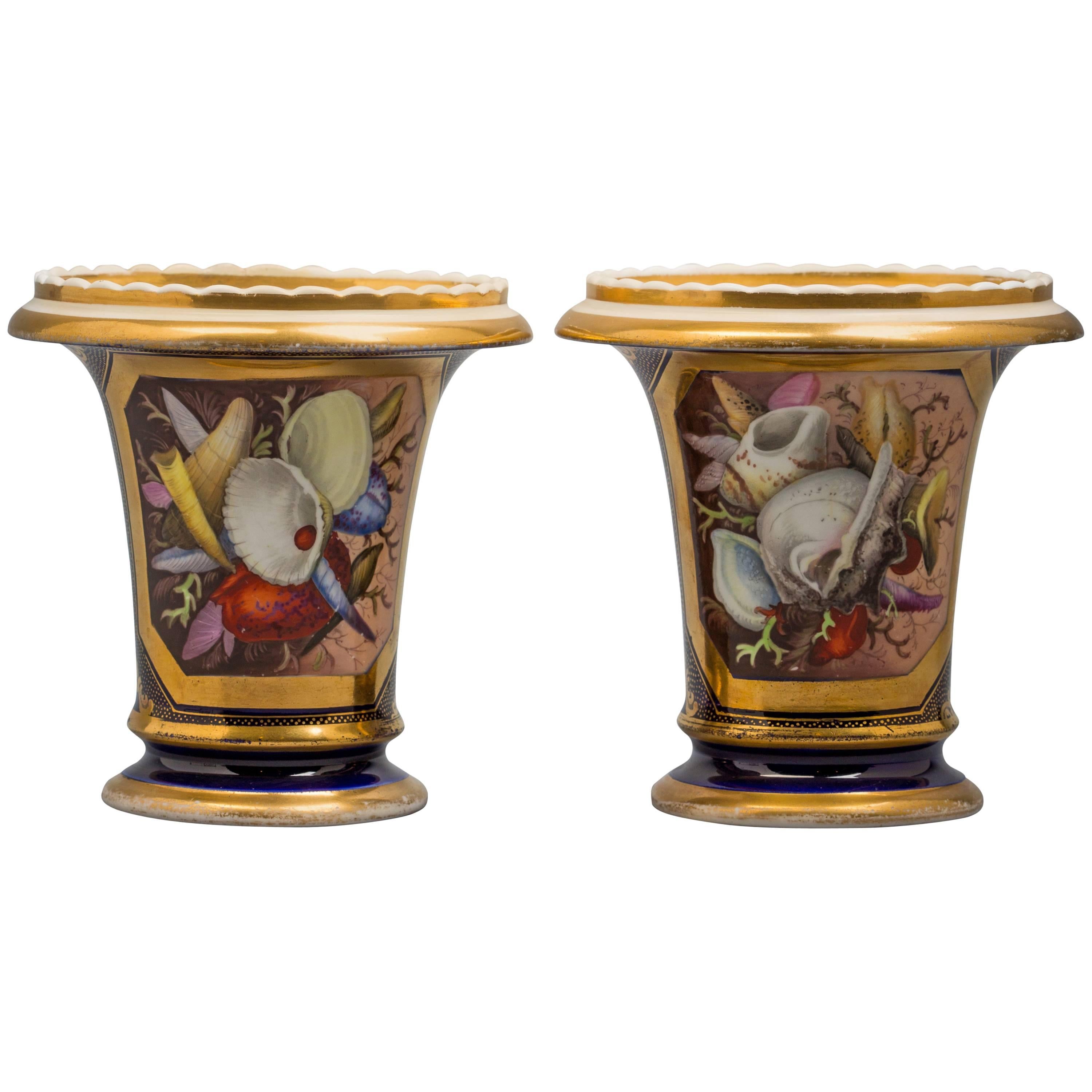 Pair of English Porcelain Vases, Coalport, circa 1820 For Sale
