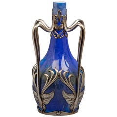 Vase de Copenhague monté sur argent, vers 1890