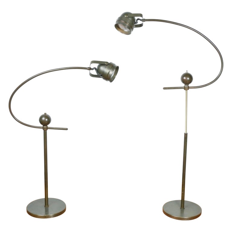 Industrial Pair of Floor Lamps For Sale