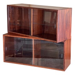 HG Furniture Danish Teak Floating Wall Cabinets, a Pair