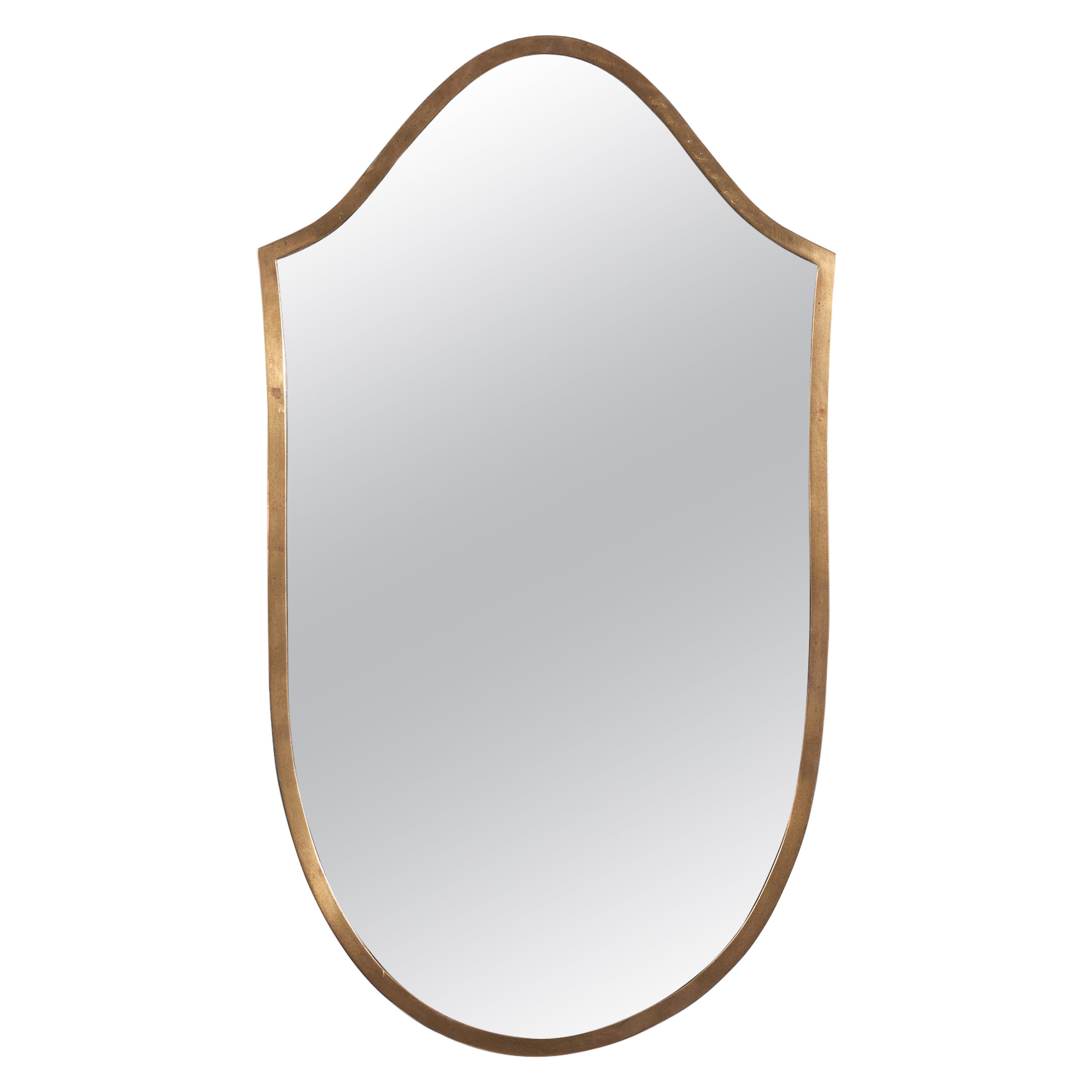 Italian Designer, Wall Mirror, Brass, Mirror Glass, Italy, 1940s For Sale