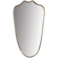 Italian Designer, Wall Mirror, Brass, Mirror Glass, Italy, 1940s