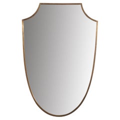 Italian Designer, Wall Mirror, Brass, Mirror Glass, Italy, 1950s