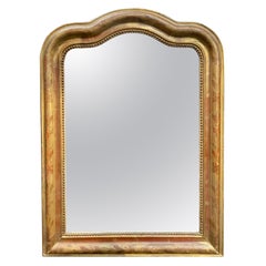 19th Century French Louis Philippe Gold Leaf Mirror with Arched Top