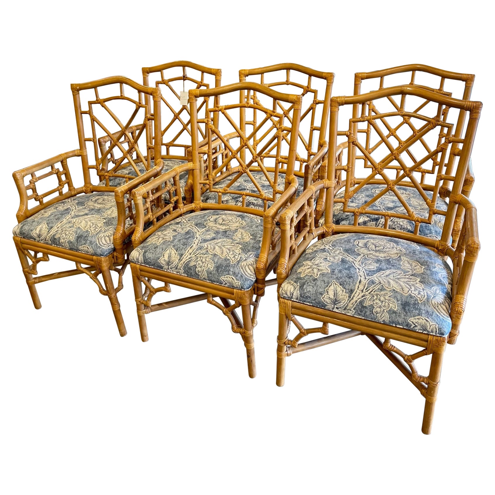 Set of 6 Vintage Italian Bamboo Armchairs For Sale