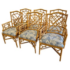 Set of 6 Vintage Italian Bamboo Armchairs