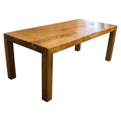 Parsons Style Teak Wood Dining Table Single Plank Top