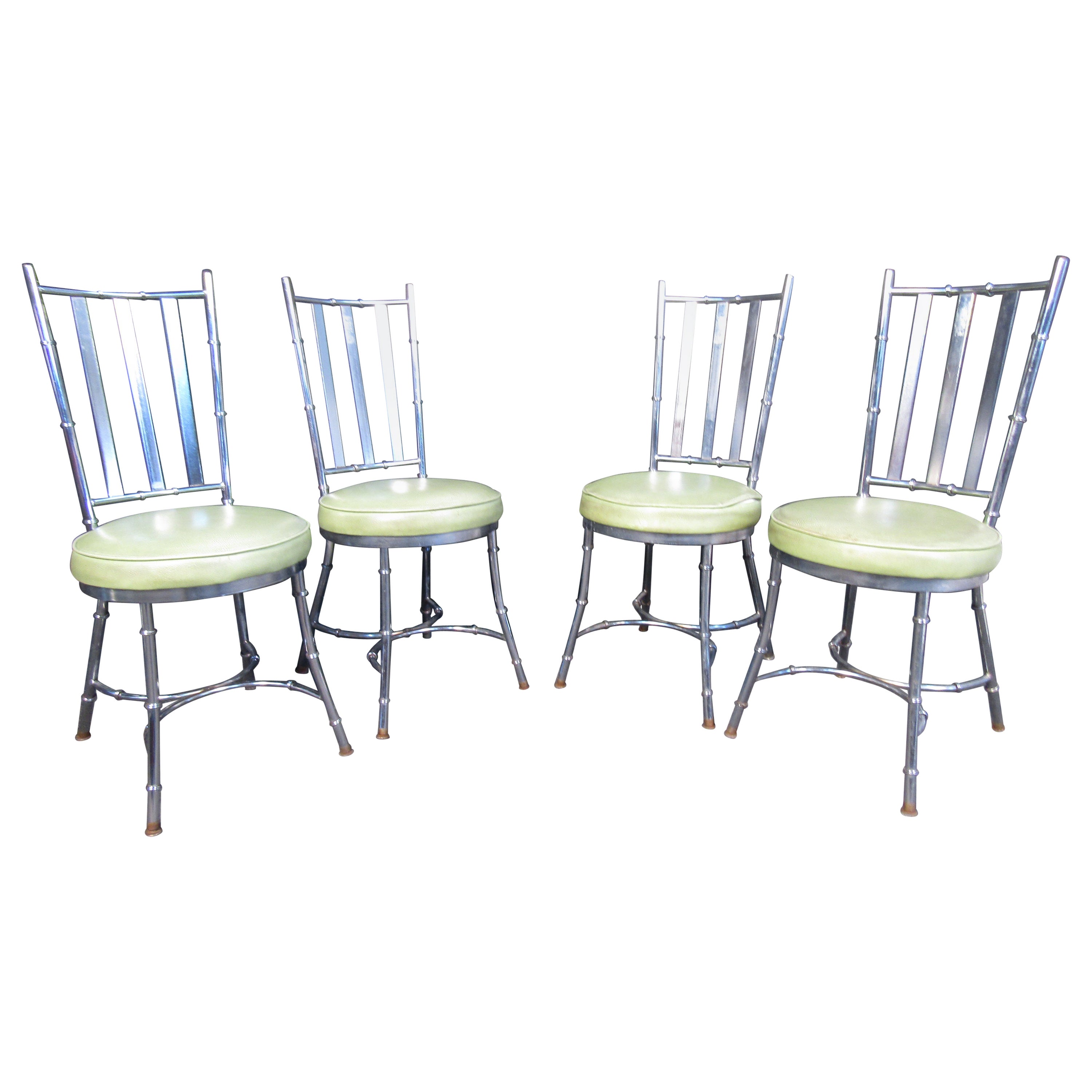 Mid-Century Vintage Chrome Bamboo Dining Chairs