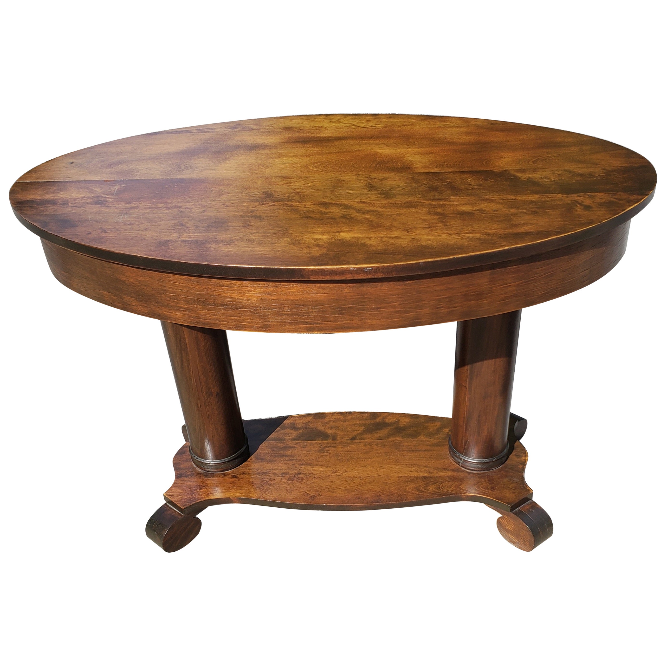 American Empire Style Oval Stained Oak Library Table For Sale