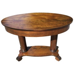 Vintage American Empire Style Oval Stained Oak Library Table