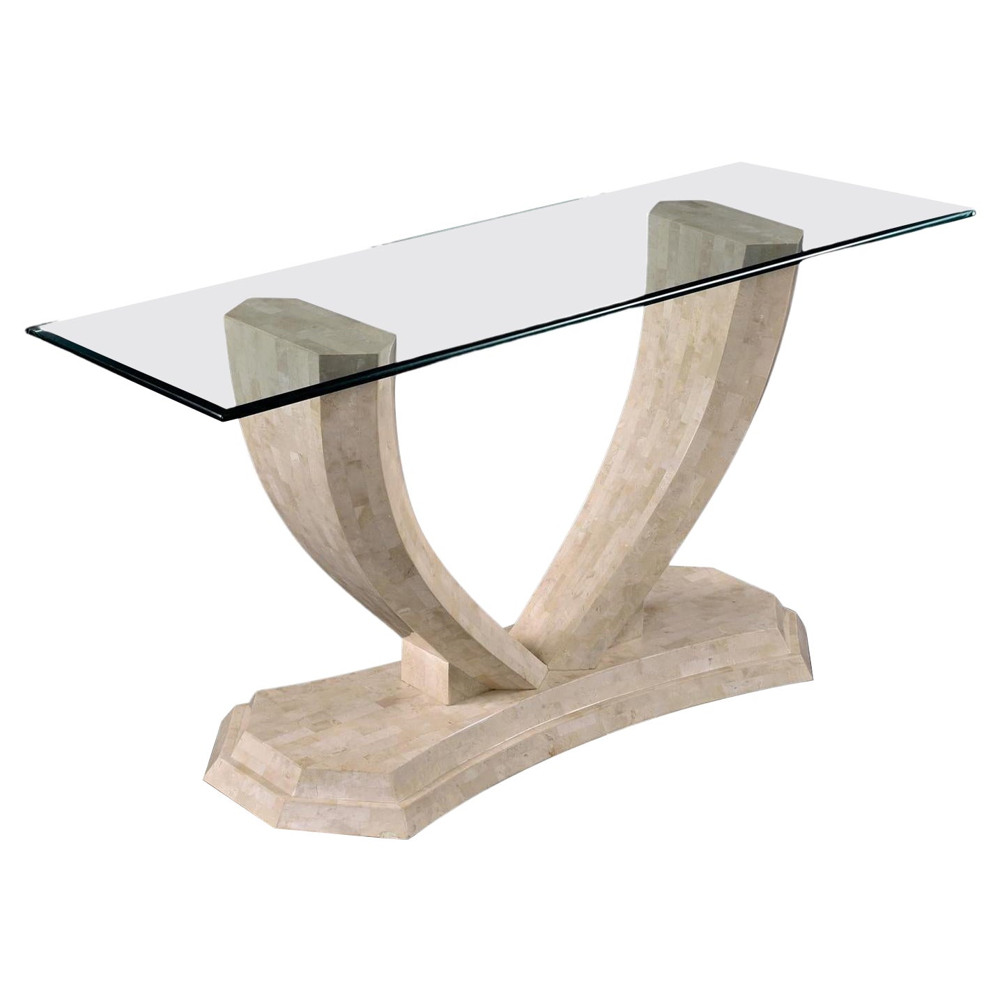 Table console en pierre tessellée arquée Robert Marcius pour Maitland Smith en vente