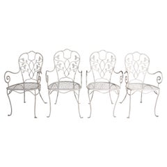Set of Four Wrought Iron Garden Patio Chairs by Salterini 