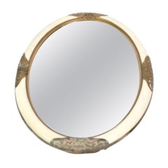 Antique White Oval Mirror with Gilded Ornaments from Around the Year 1890s