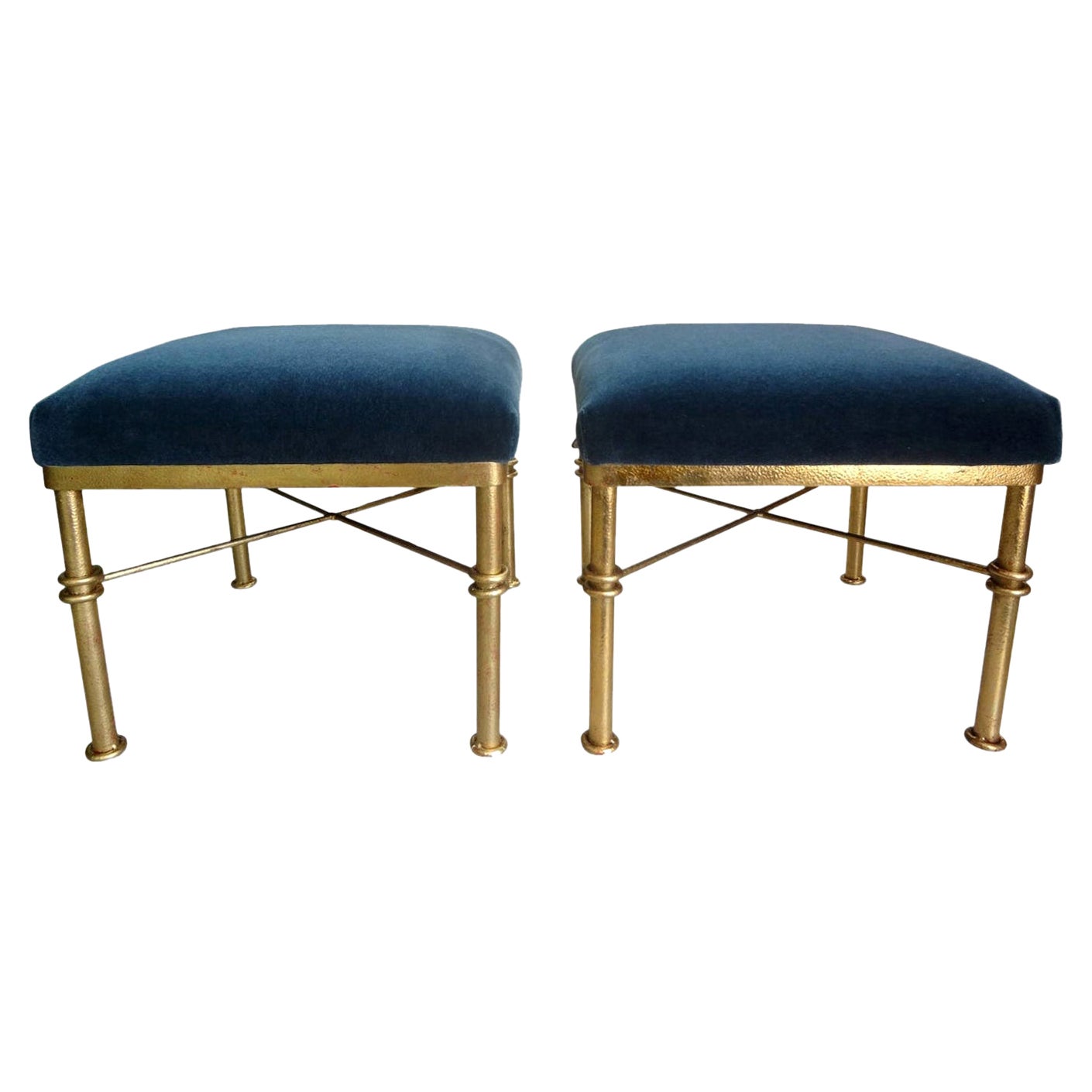 MidCentury Danish Modern Round Leather and Wood Ottoman at 1stDibs