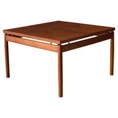 Vintage Floating Danish Teak and Brass Square Coffee Table by Grete Jalk