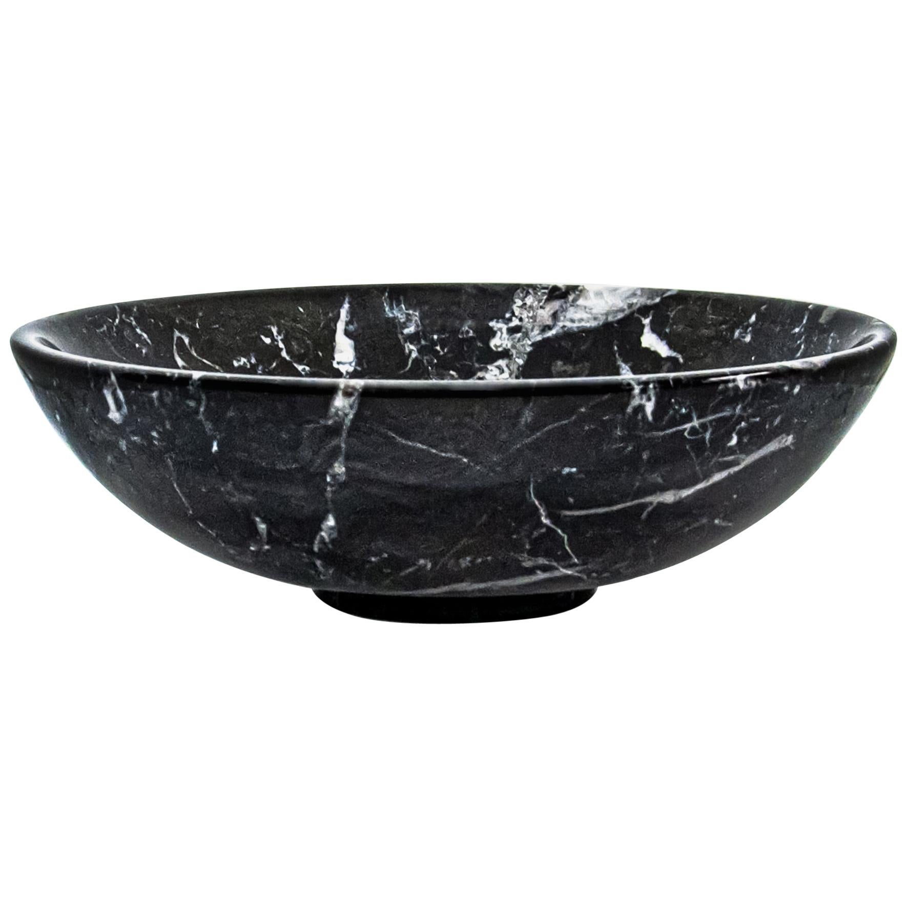 Handmade Small Fruit Bowl in Black Marquina Marble