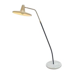 Stilnovo 'Attr.' Floor Lamp in White Marble Base with One Brass Arm