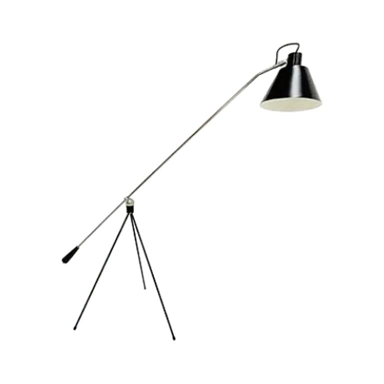 Magneto Floor Lamp in Black Lacquered Steel by H. Fillekes