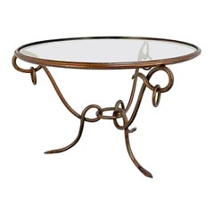 Original Coffee Table in Gilded Iron by René Drouet