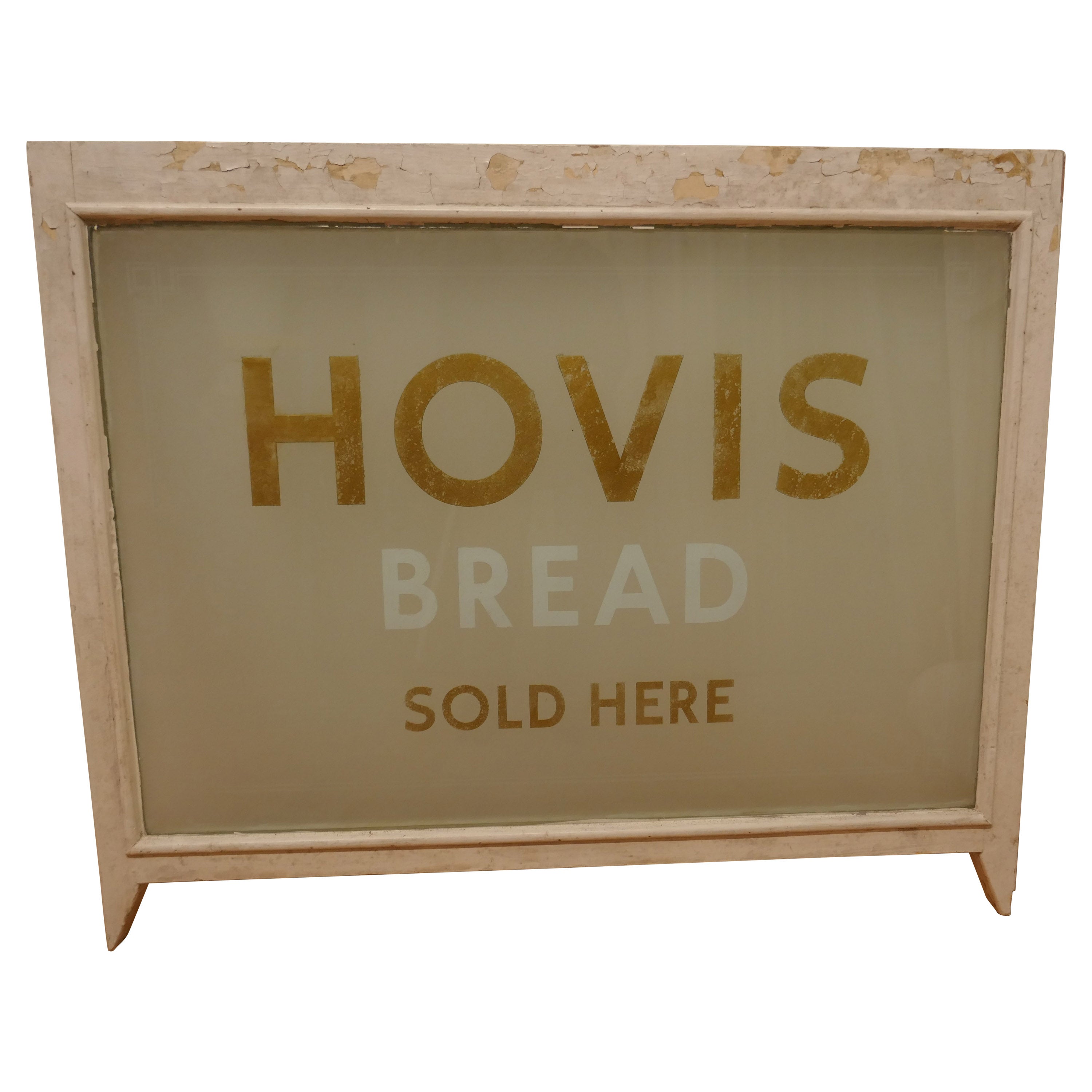 HOVIS, Etched Glass Bakery Advertising Window Sign For Sale