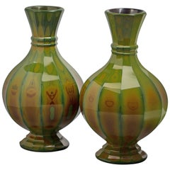 Antique Pair of Bohemian Lithyalin Glass Vases, circa 1820