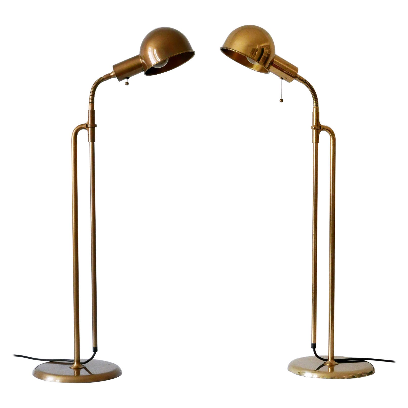 Set of Two Mid-Century Modern Reading Floor Lamps 'Bola' by Florian Schulz 1970s For Sale